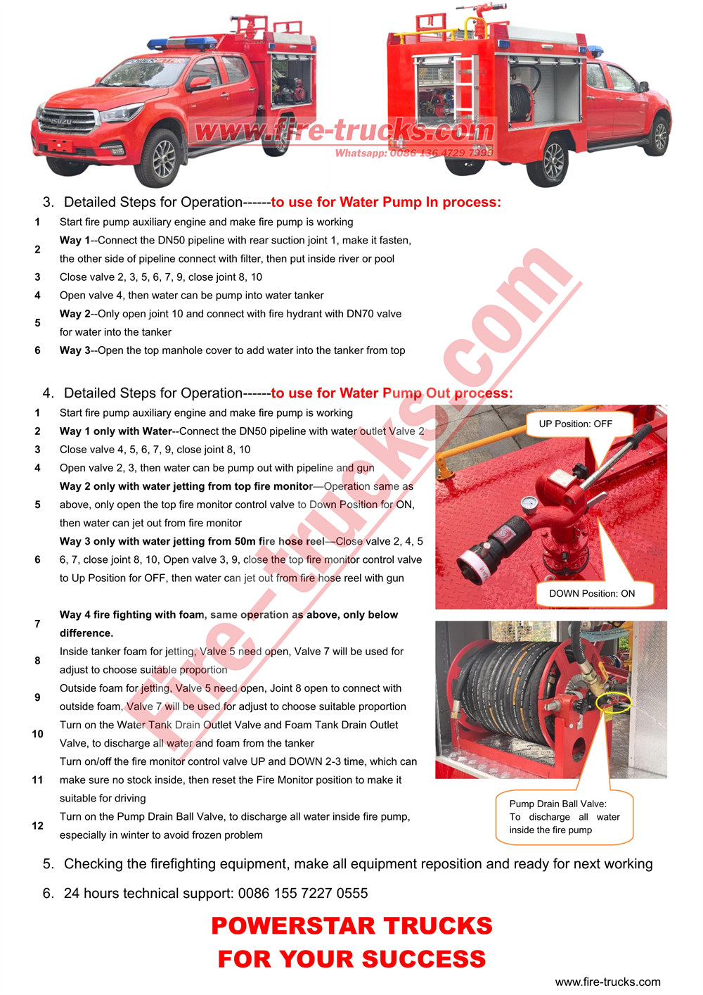 ISUZU Pickup Foam Fire Truck Operation Manual