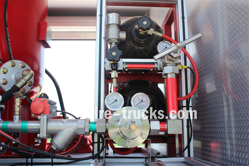 Powder tanker fire truck airway control valve