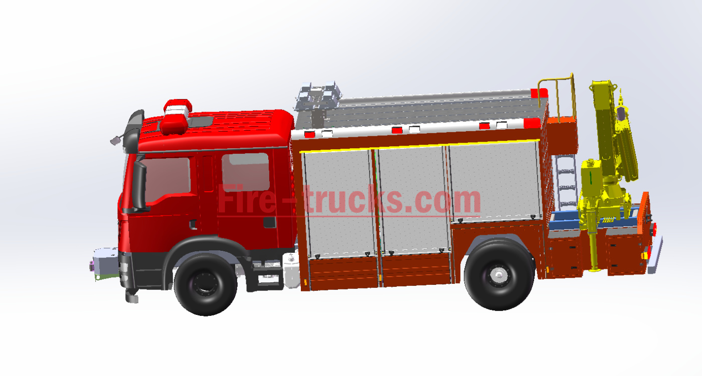 HOWO Rescue Fire Fighting Truck mounted Crane technical drawing
