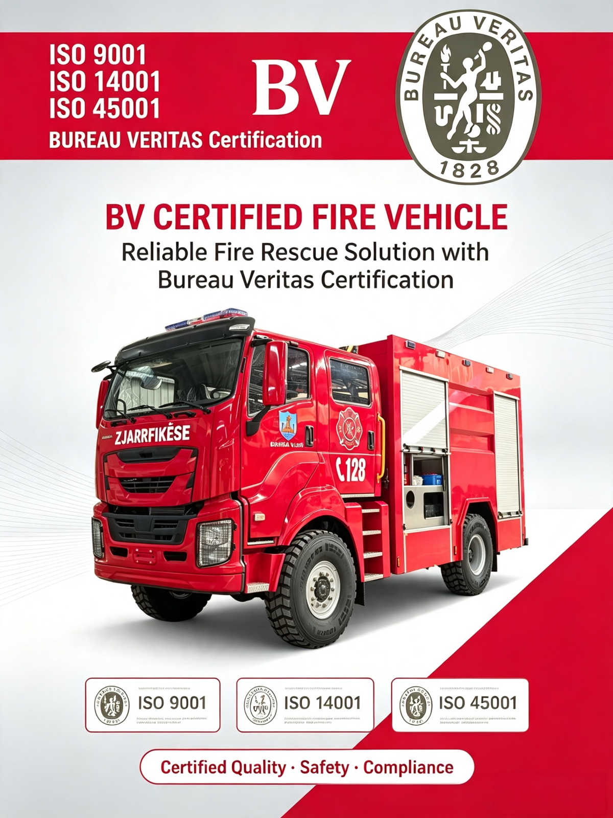 Пожарные машины GIGA ISUZU 4x4, сертификат BV, отчет об условиях крепления